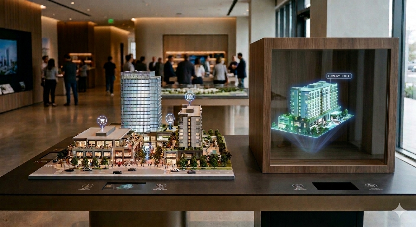 Small scale model with hologram